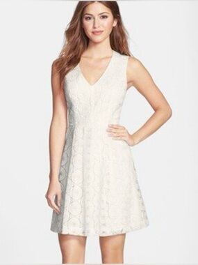 Anthropologie Plenty by Tracy Reese Ashley Dress Off White Fit & Flare Lace